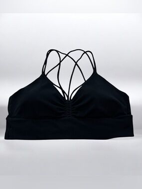 Lululemon Sports Bra Size 12 Black Nulu Strappy V-Neck